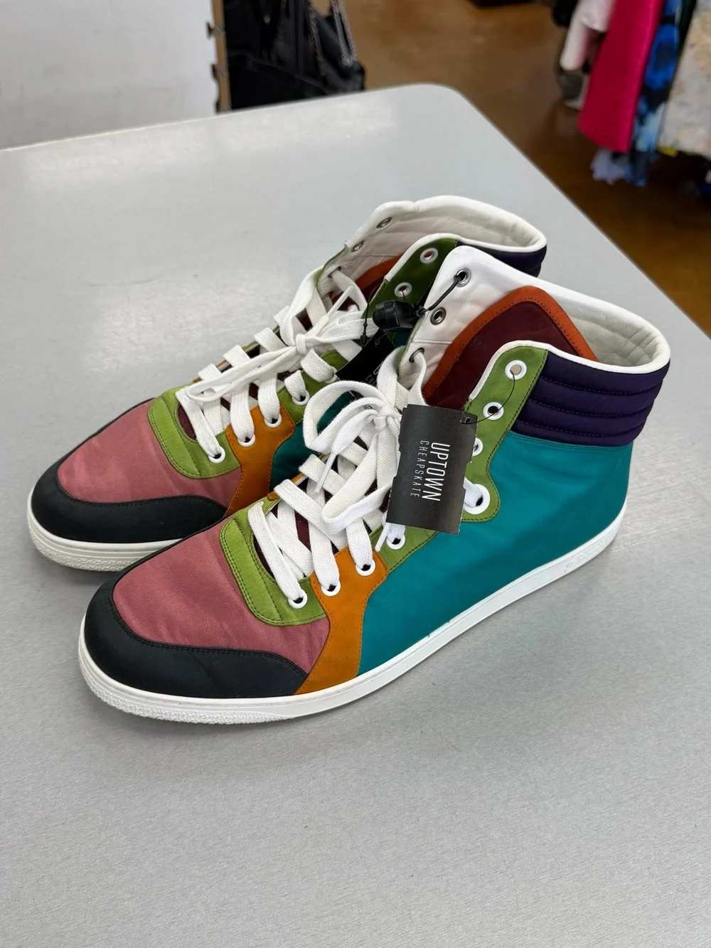 Gucci Multicolor High-Top Sneakers - Pink, Teal, Green, Orange, Black